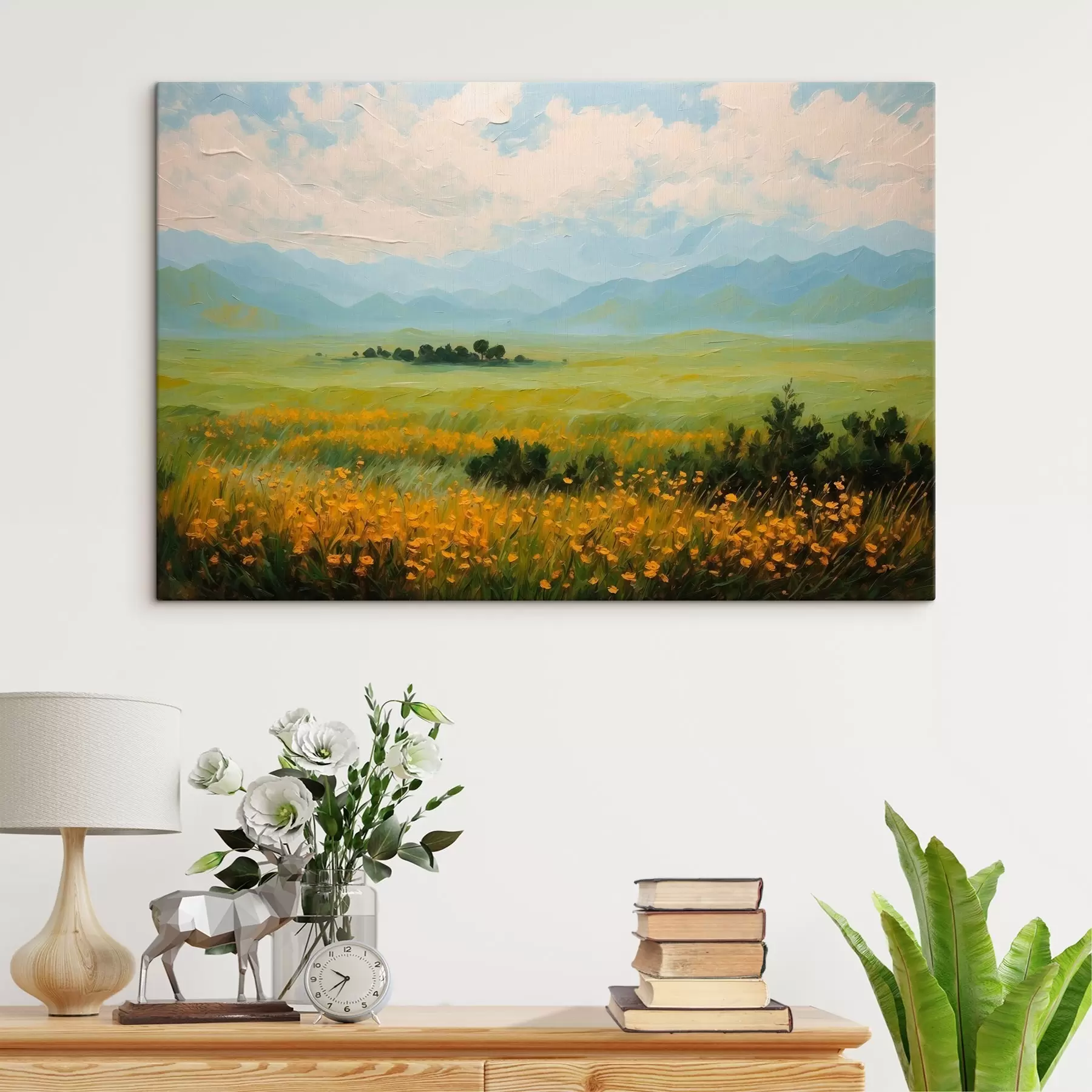 fototapet Câmpul de flori în stilul picturii în ulei s43451