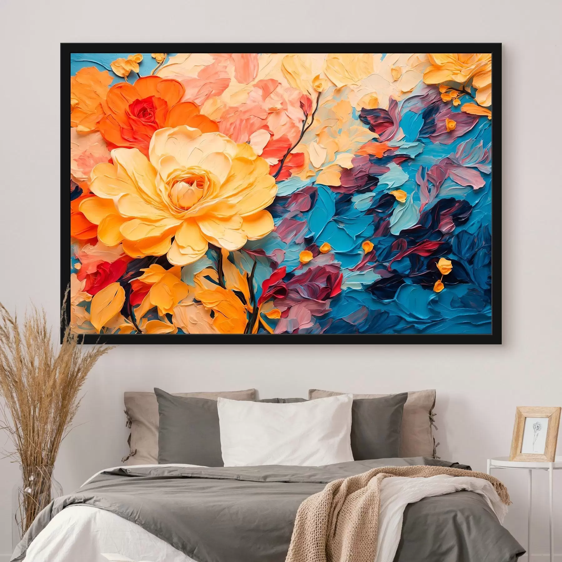 fototapet Flori pe fundal abstract în stil pictură în ulei f43442