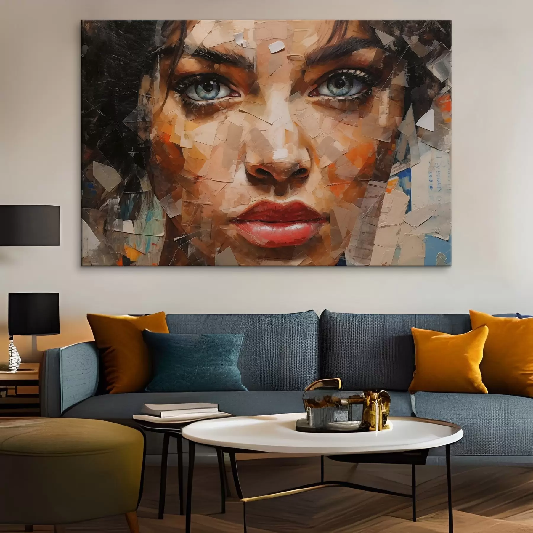 Tablouri Fața fetei făcută din ziare s43467