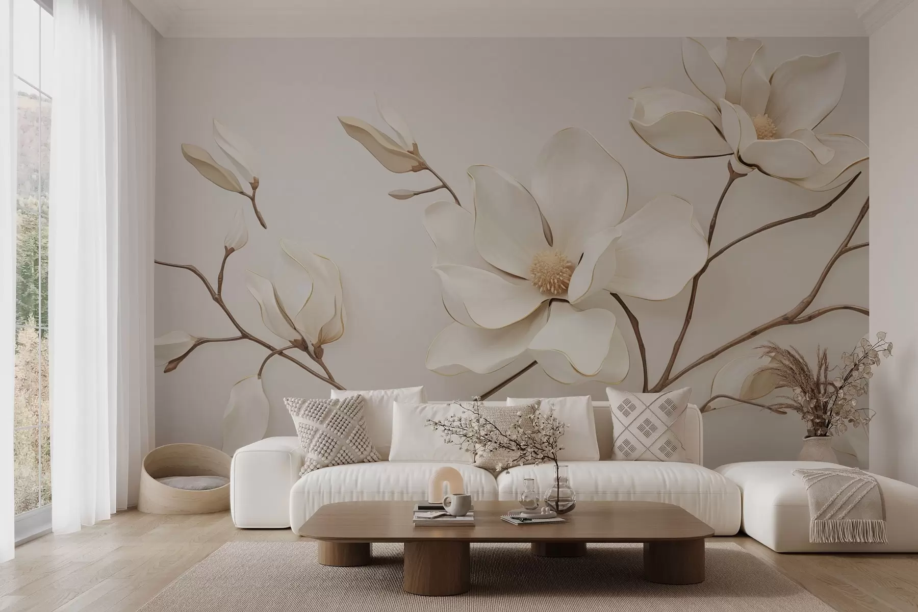 fototapet Flori de magnolie în nuanțe delicate de pastel w03645