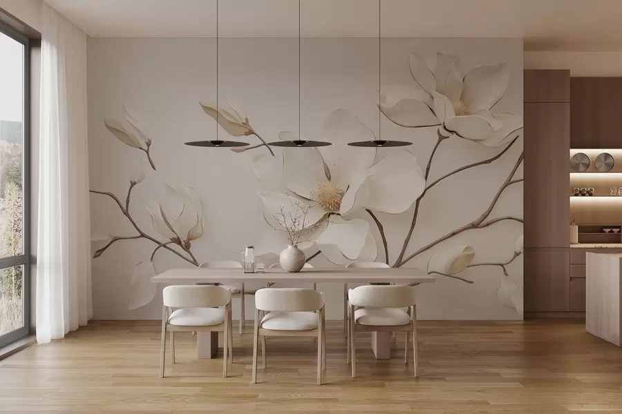 fototapet Flori de magnolie în nuanțe delicate de pastel w03645