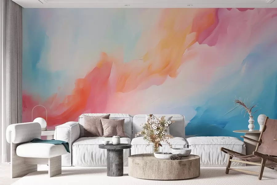 fototapet O abstracție de flori colorate în stil pictură w09000