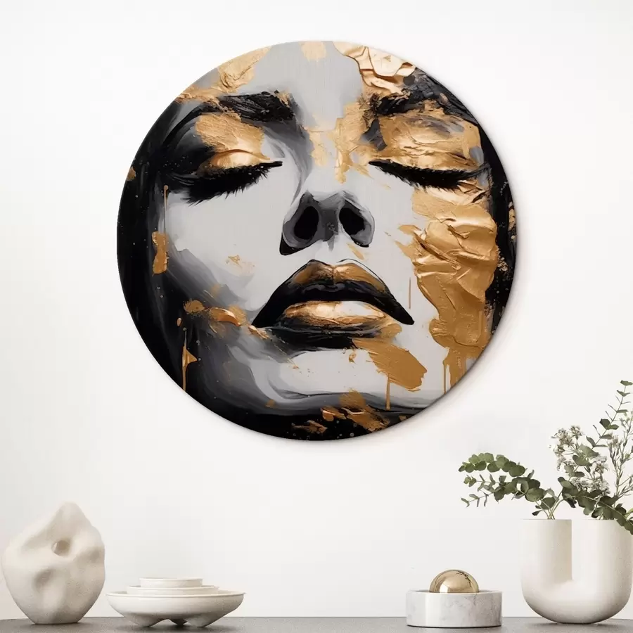 Tablouri Portret de femeie cu tușe abstracte r43988