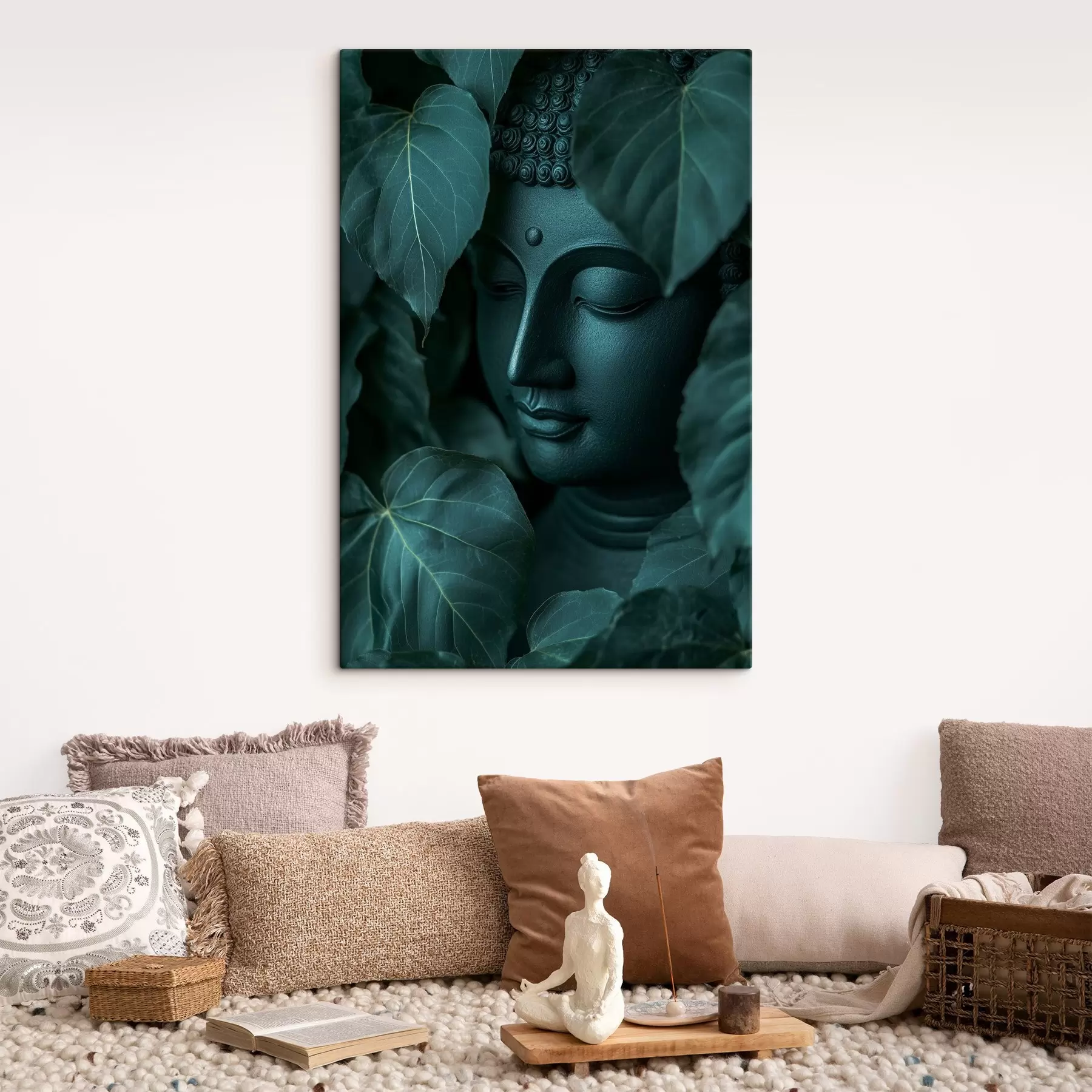Tablouri Buddha în frunze verzi, budism, tropical, realism s44004