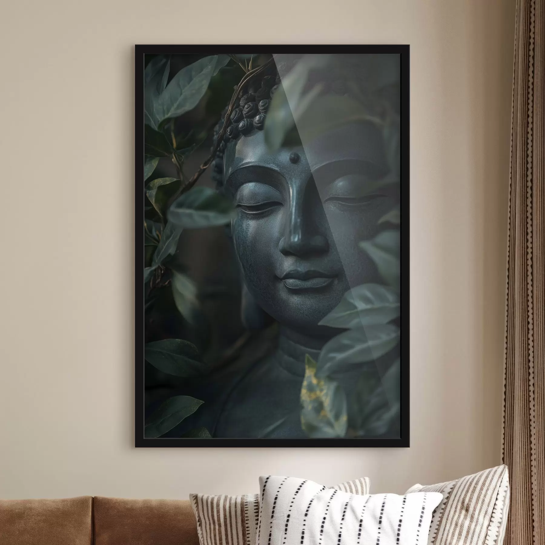 fototapet Buddha verde în frunze tropicale, realism f44005
