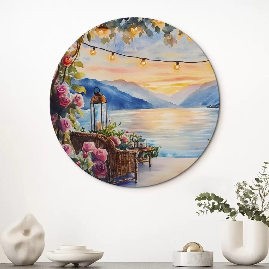 Tablouri Apus de soare frumos în munți, lac, trandafiri, stil boho r44025