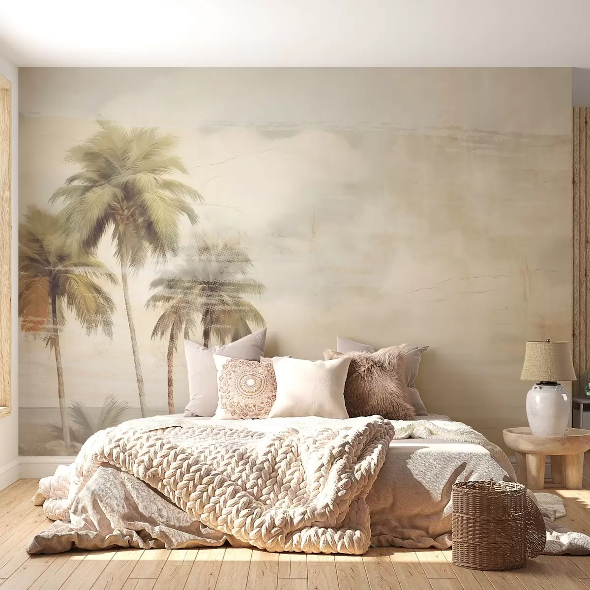 fototapet Vis tropical, palmieri, nori, cer, mare, textura w03780