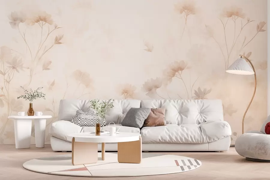 fototapet Flori sălbatice pastelate în stil acuarelă w09037