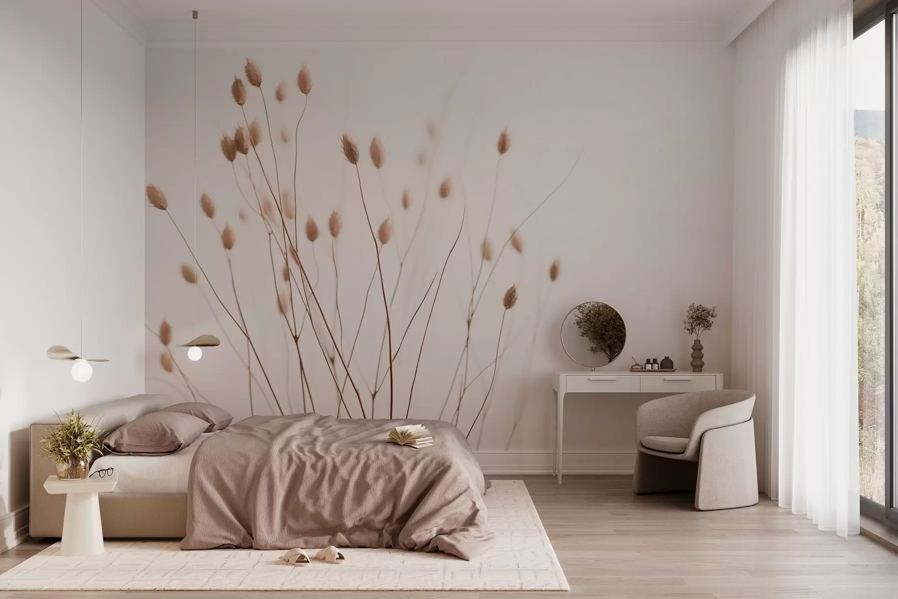 fototapet Ramuri minimaliste cu spikelets pe un fundal alb w03805