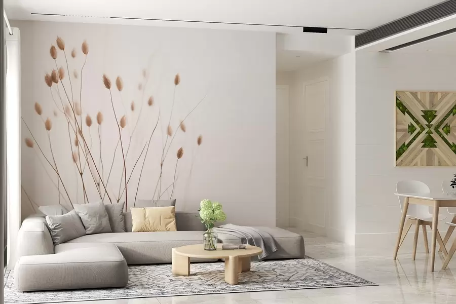 fototapet Ramuri minimaliste cu spikelets pe un fundal alb w03805