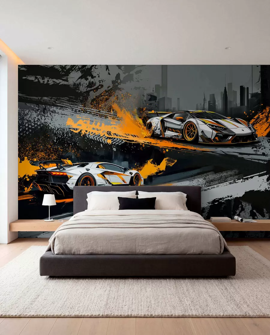 fototapet stil Grange dur, expresiv, mașini sport dinamice w03721