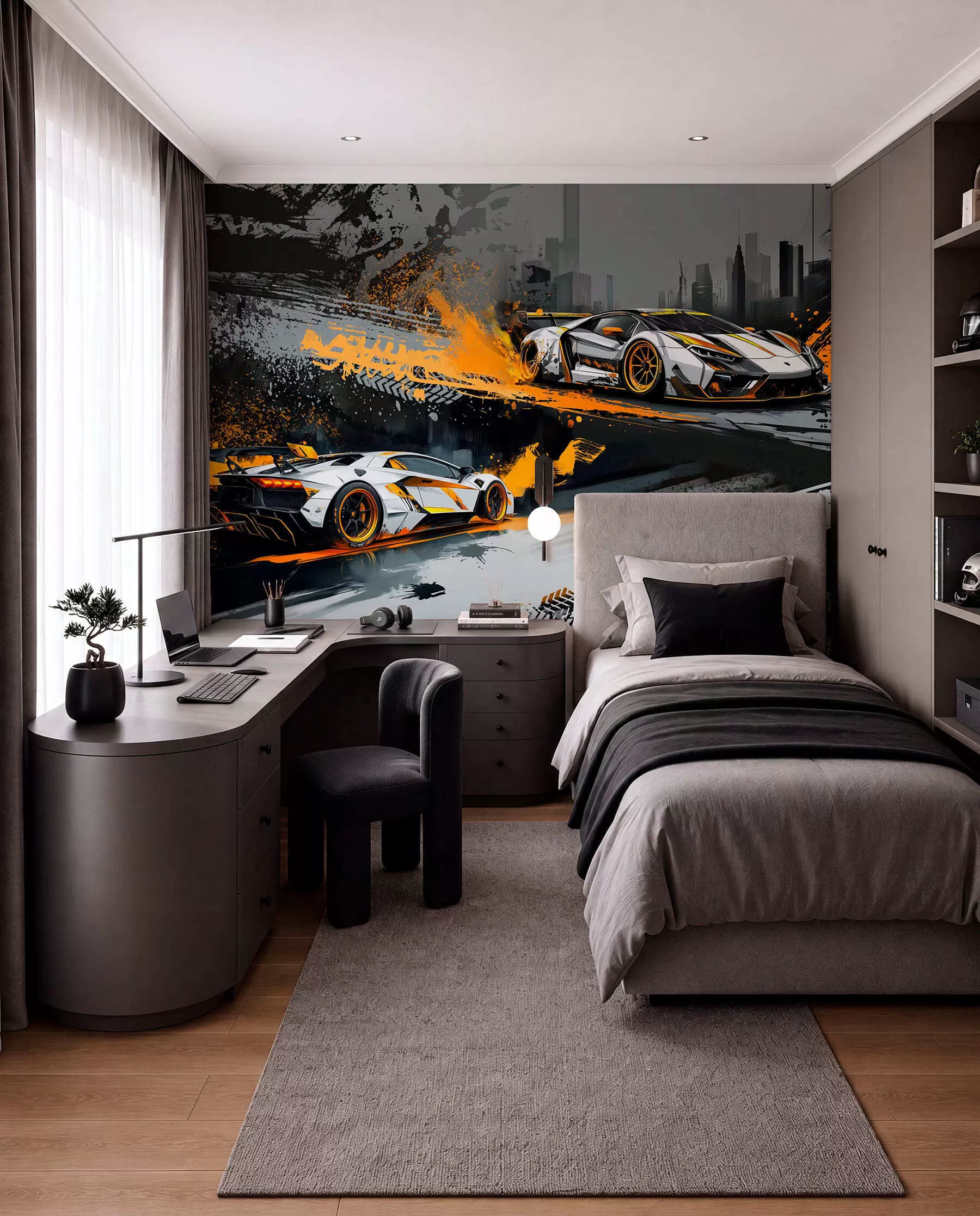 fototapet stil Grange dur, expresiv, mașini sport dinamice w03721