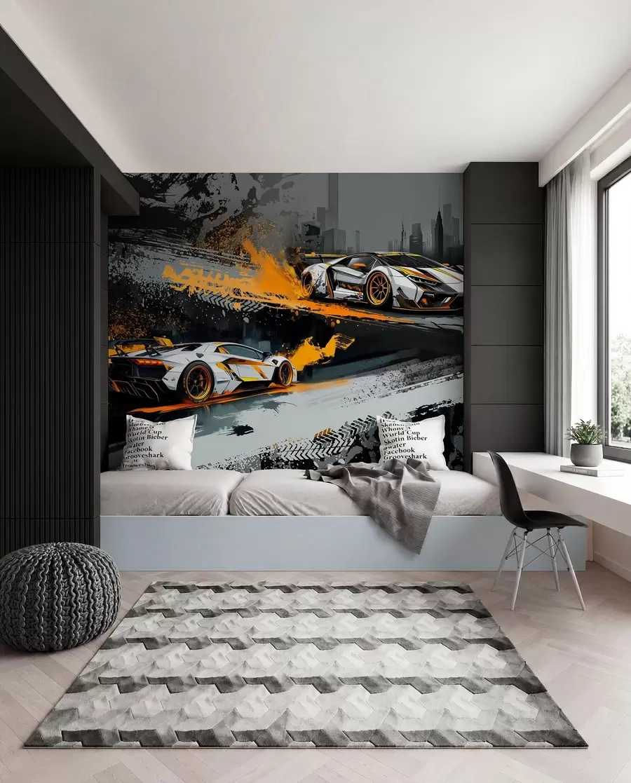 fototapet stil Grange dur, expresiv, mașini sport dinamice w03721