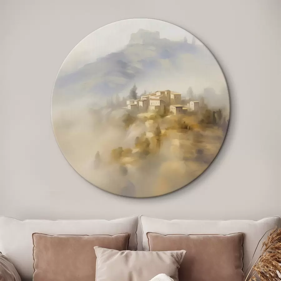 Tablouri Sat pe fundalul munților r44127