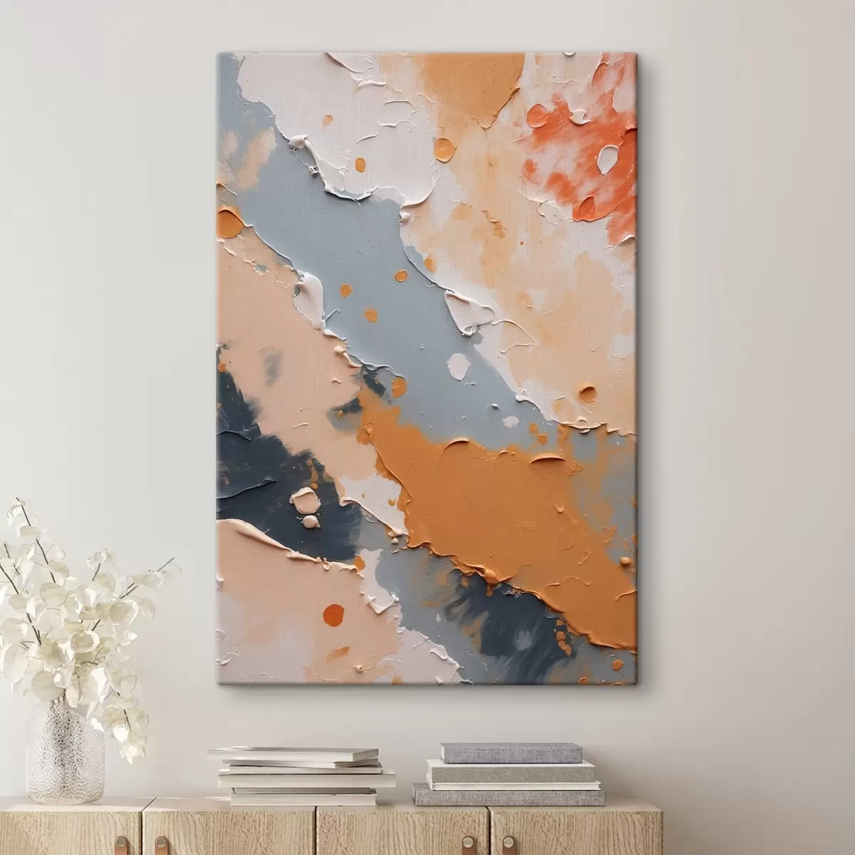 Tablouri Pictură abstractă în culorile alb, galben și albastru s44064