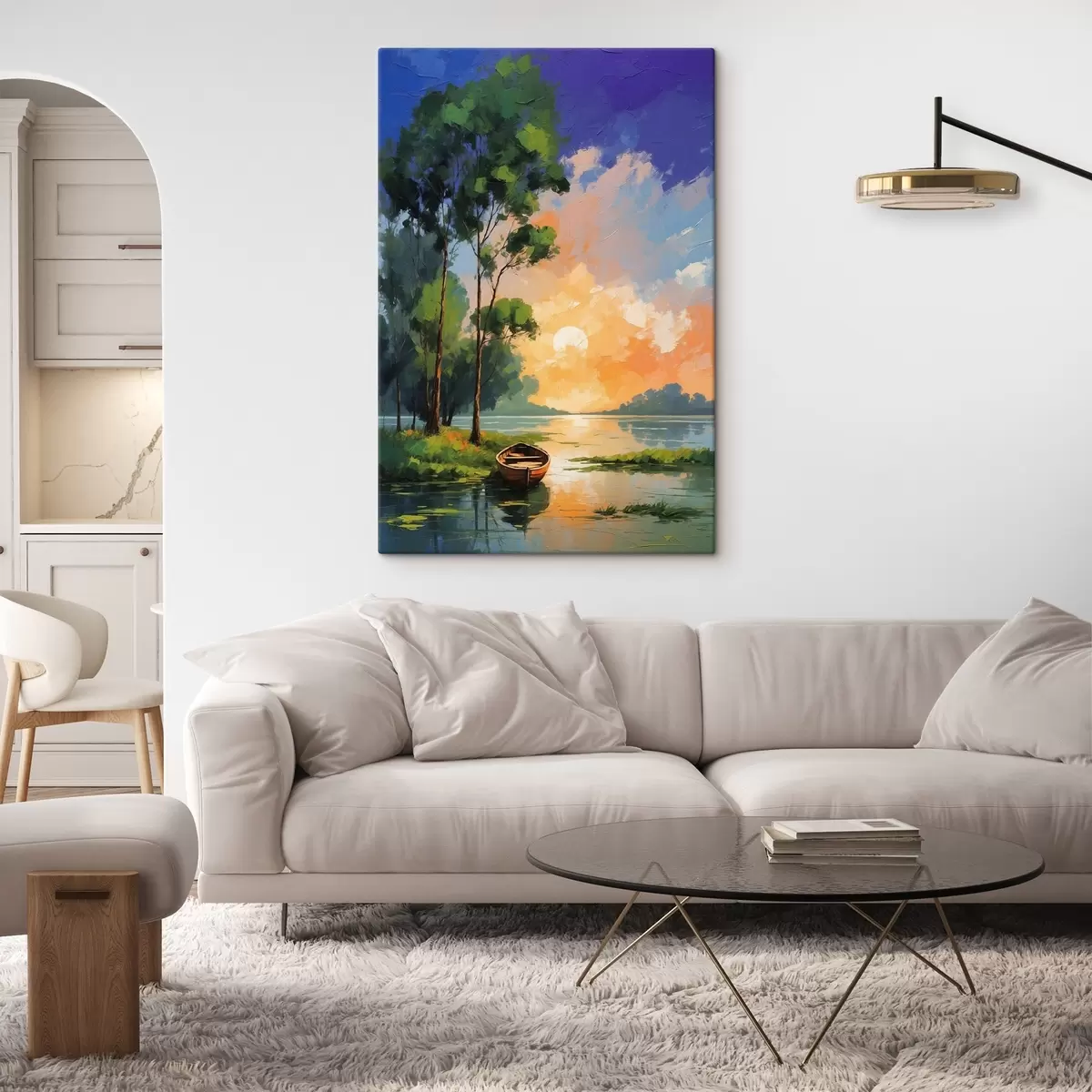 Tablouri Barcă lângă o insulă în stilul picturii acrilice s44065