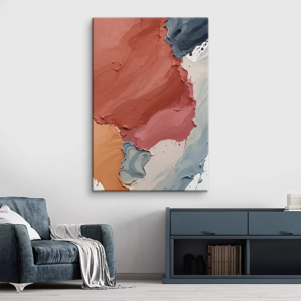 Tablouri Pictură abstractă în ulei cu culori roșu, galben și albastru s44068