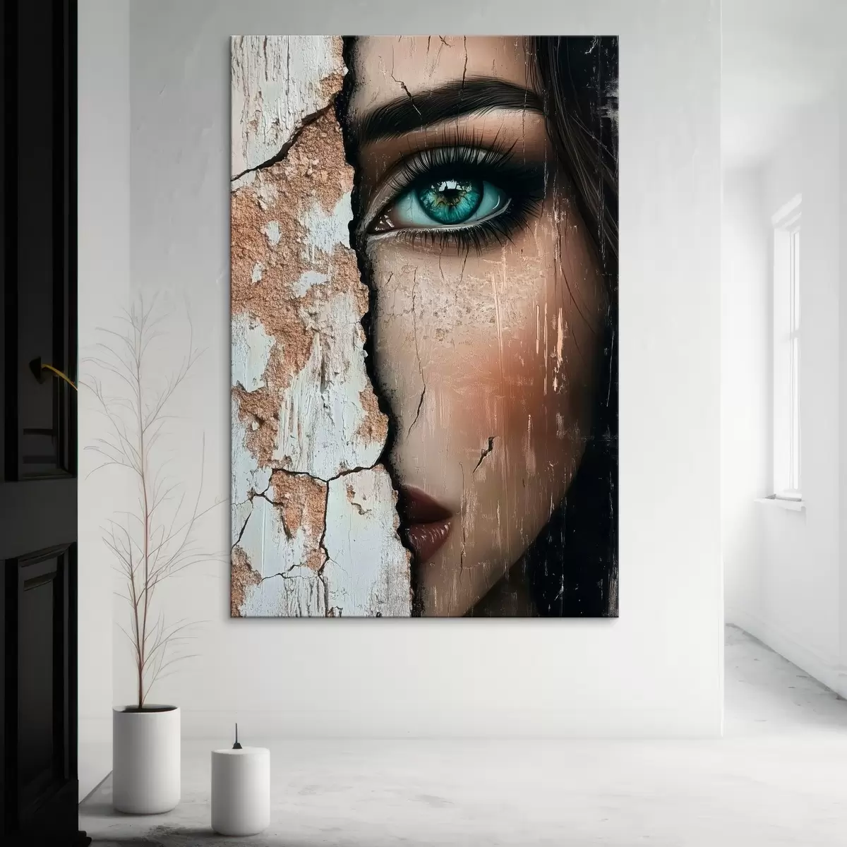 Tablouri Fața fetei în spatele zidului vechi s44069