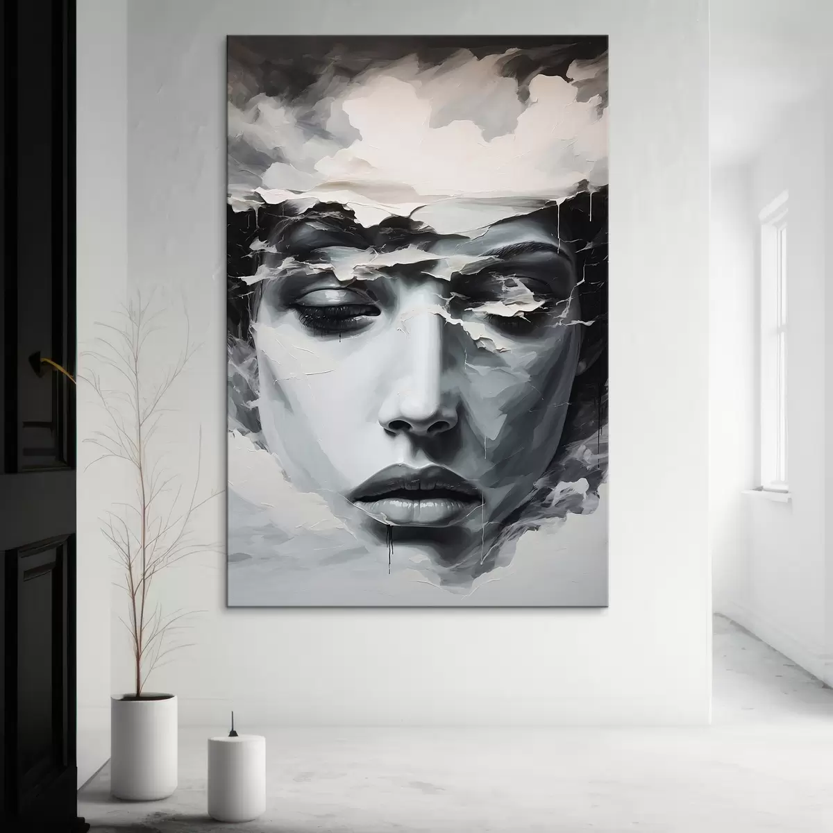 Tablouri Față abstractă de sex feminin în stilul picturii acrilice s44070