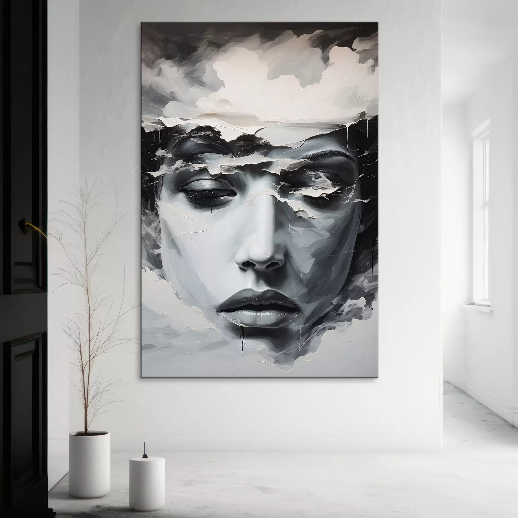 Tablouri Față abstractă de sex feminin în stilul picturii acrilice s44070