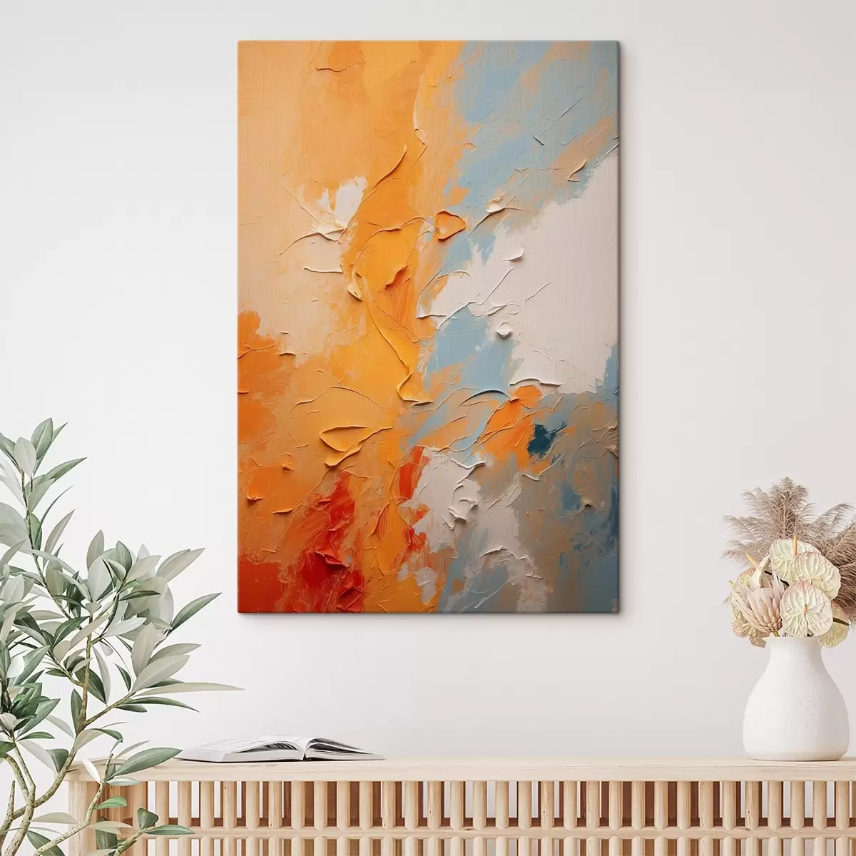 Tablouri Pictură abstractă în ulei cu culori galbene și albastre s44077