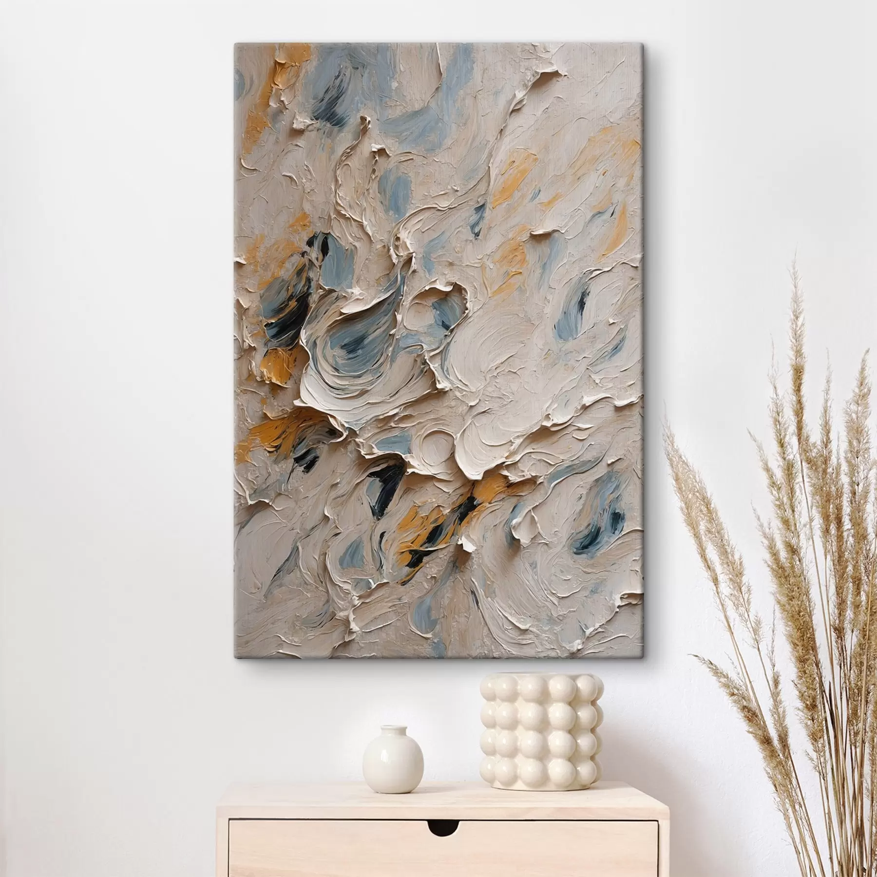 fototapet Pictură abstractă în ulei în culorile alb și albastru s44078