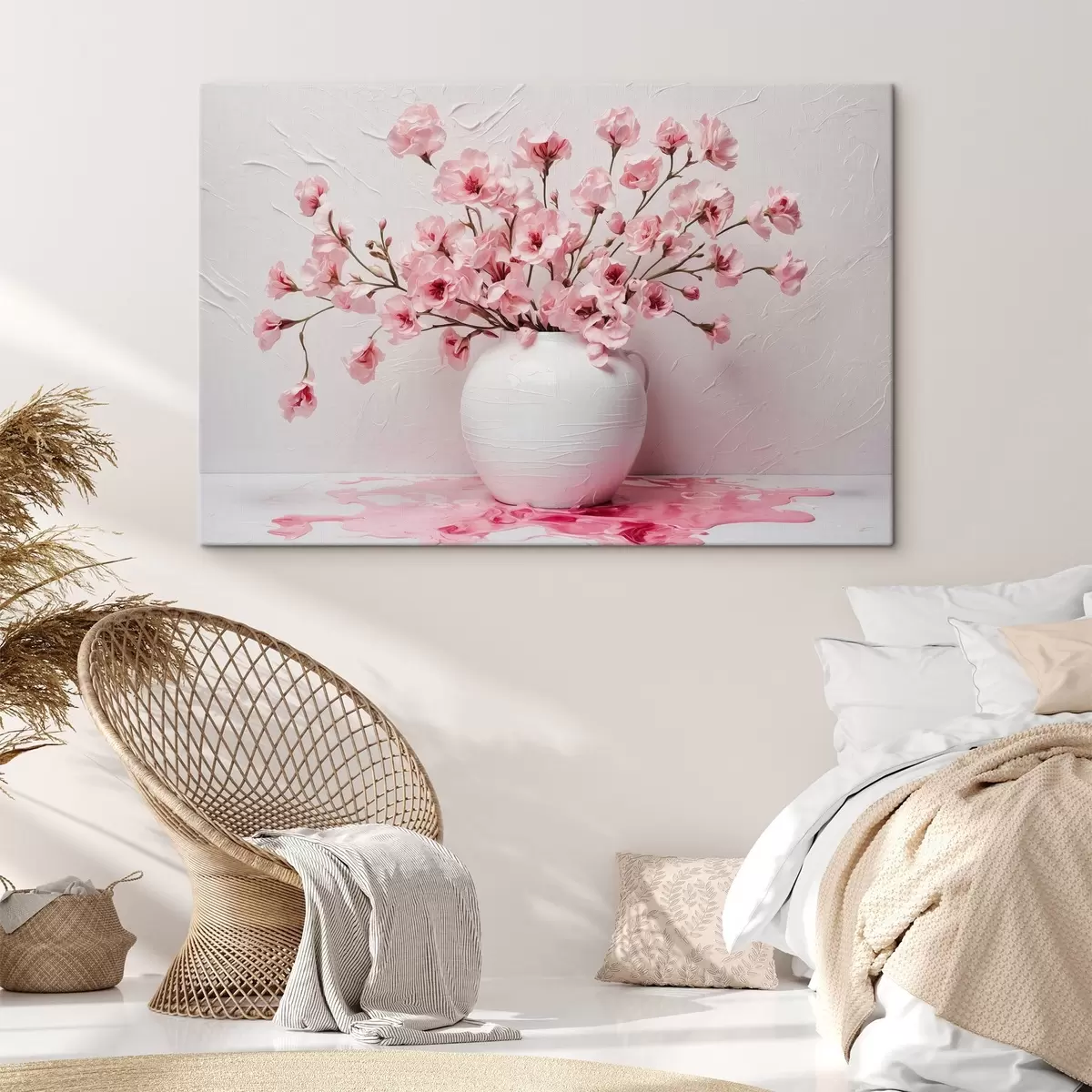 Tablouri Flori roz în vază mare albă s44081