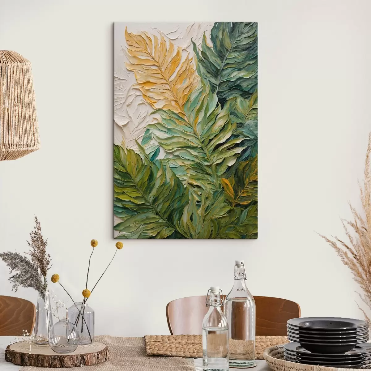 Tablouri Frunze tropicale în stilul picturii în ulei s44088