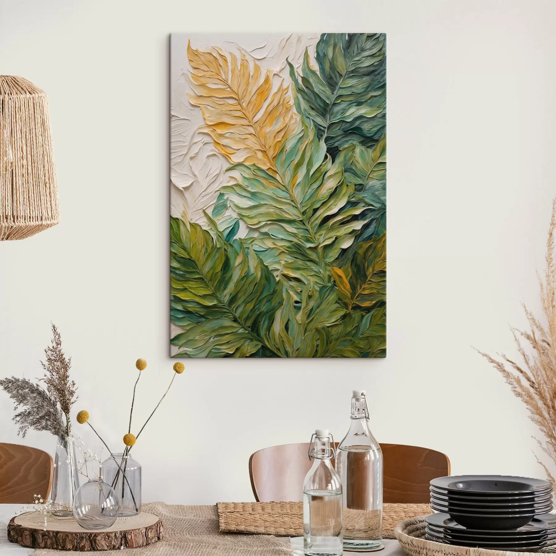 Tablouri Frunze tropicale în stilul picturii în ulei s44088
