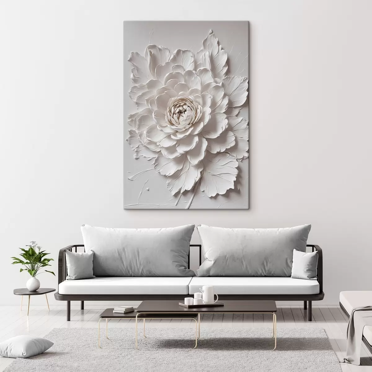 Tablouri Floare albă pe fundal alb s44089