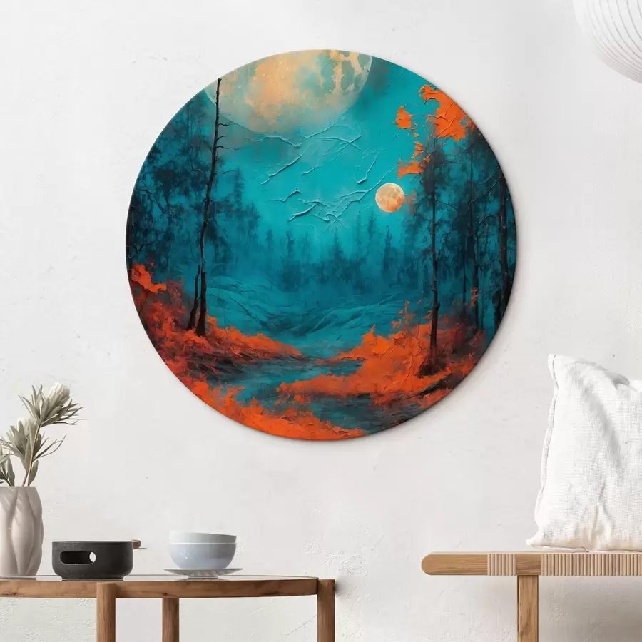 Tablouri Pădure neagră în luna neagră în stilul picturii în ulei r44063