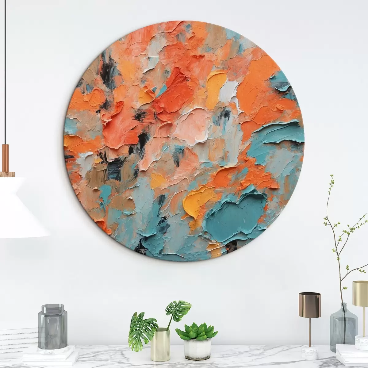 Picturi rotunde Pictură abstractă în ulei cu culori diferite r44072