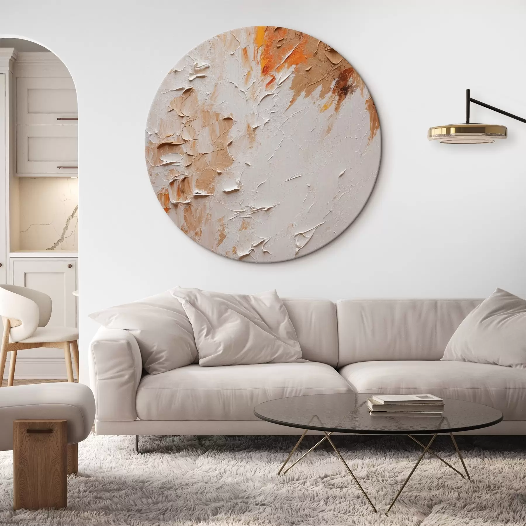 fototapet Pictură abstractă în ulei cu culori albe și maro r44076