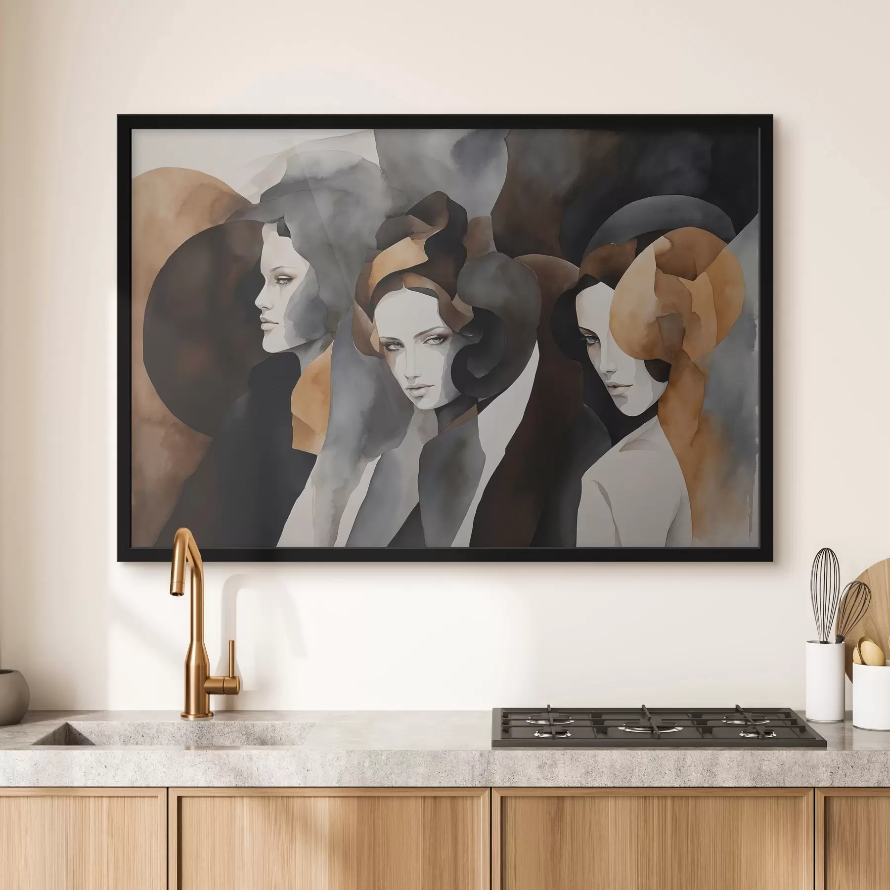 fototapet Pictură abstractă cu fețe de femei f44060