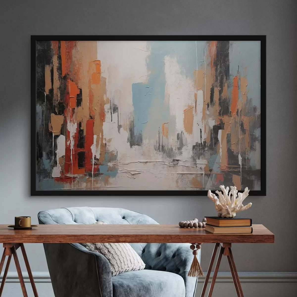 Poster Oraș abstract în stilul picturii în ulei f44061