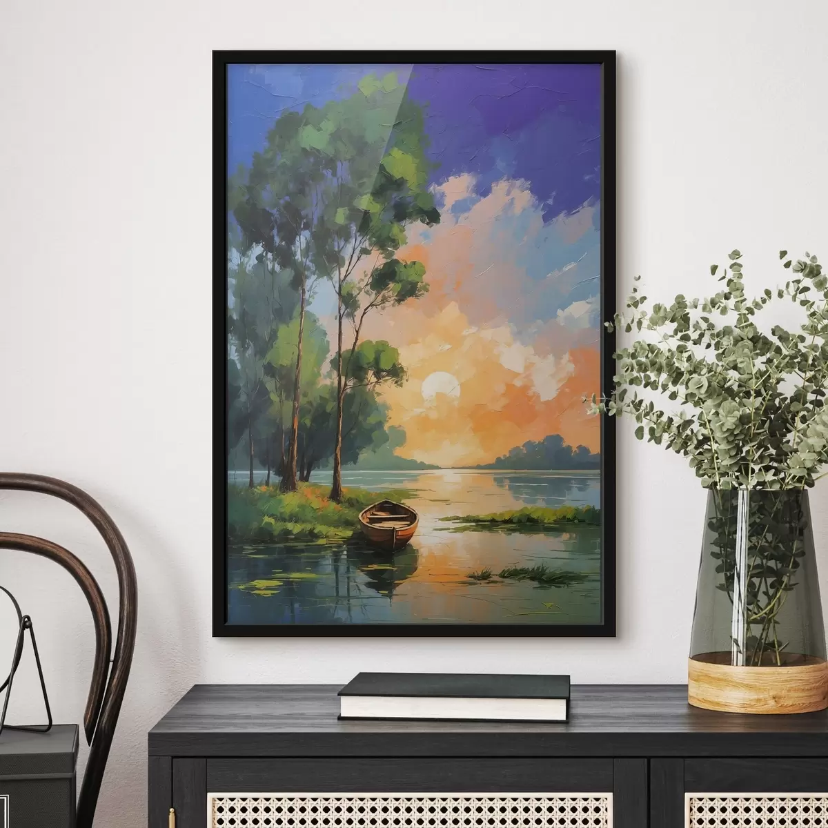 Poster Barcă lângă o insulă în stilul picturii acrilice f44065