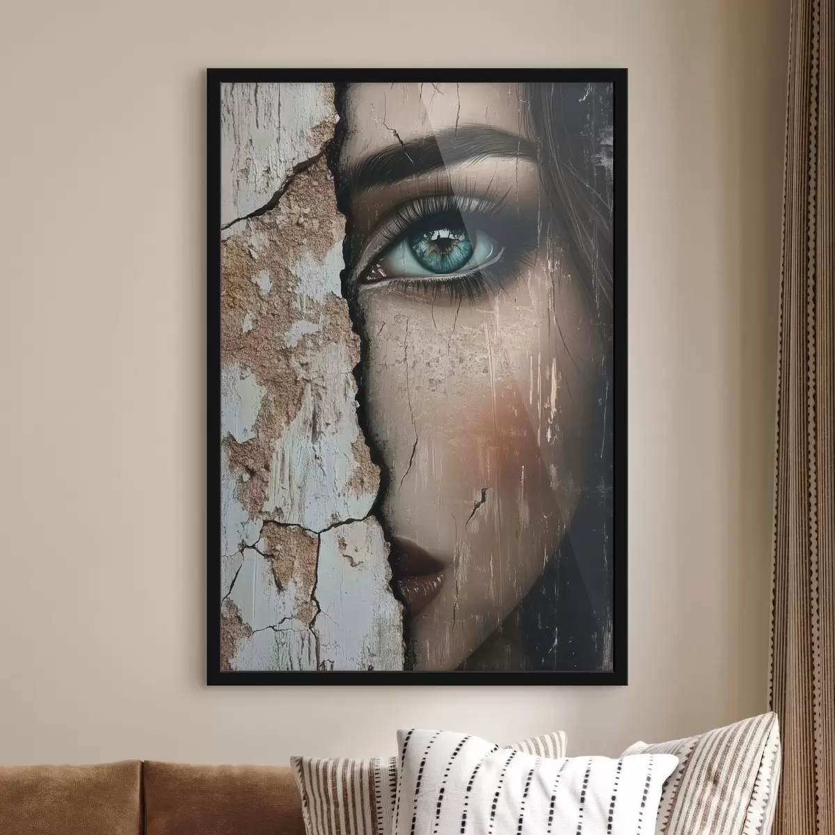 Poster Fața fetei în spatele zidului vechi f44069