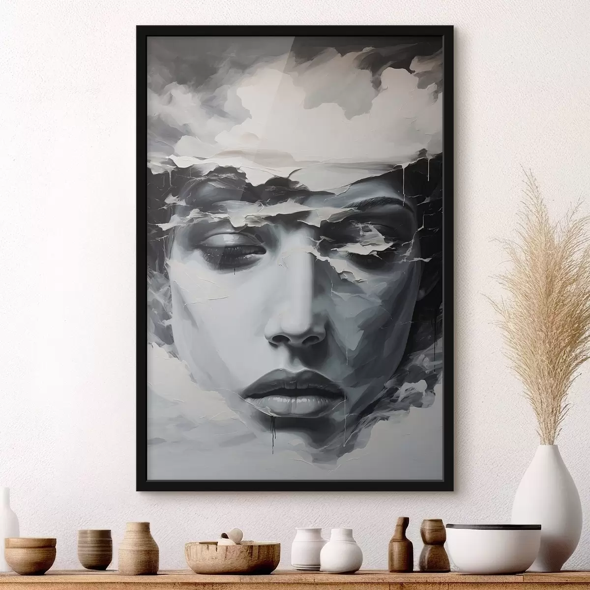 Poster Față abstractă de sex feminin în stilul picturii acrilice f44070