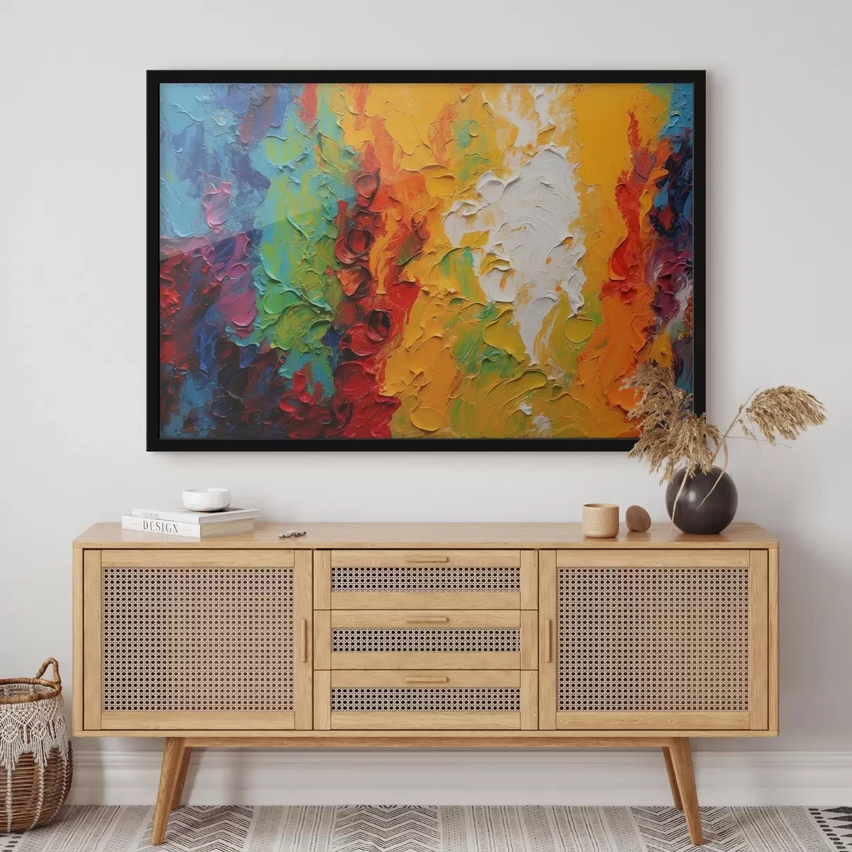 Poster Pictură abstractă în ulei cu culori curcubeu f44073