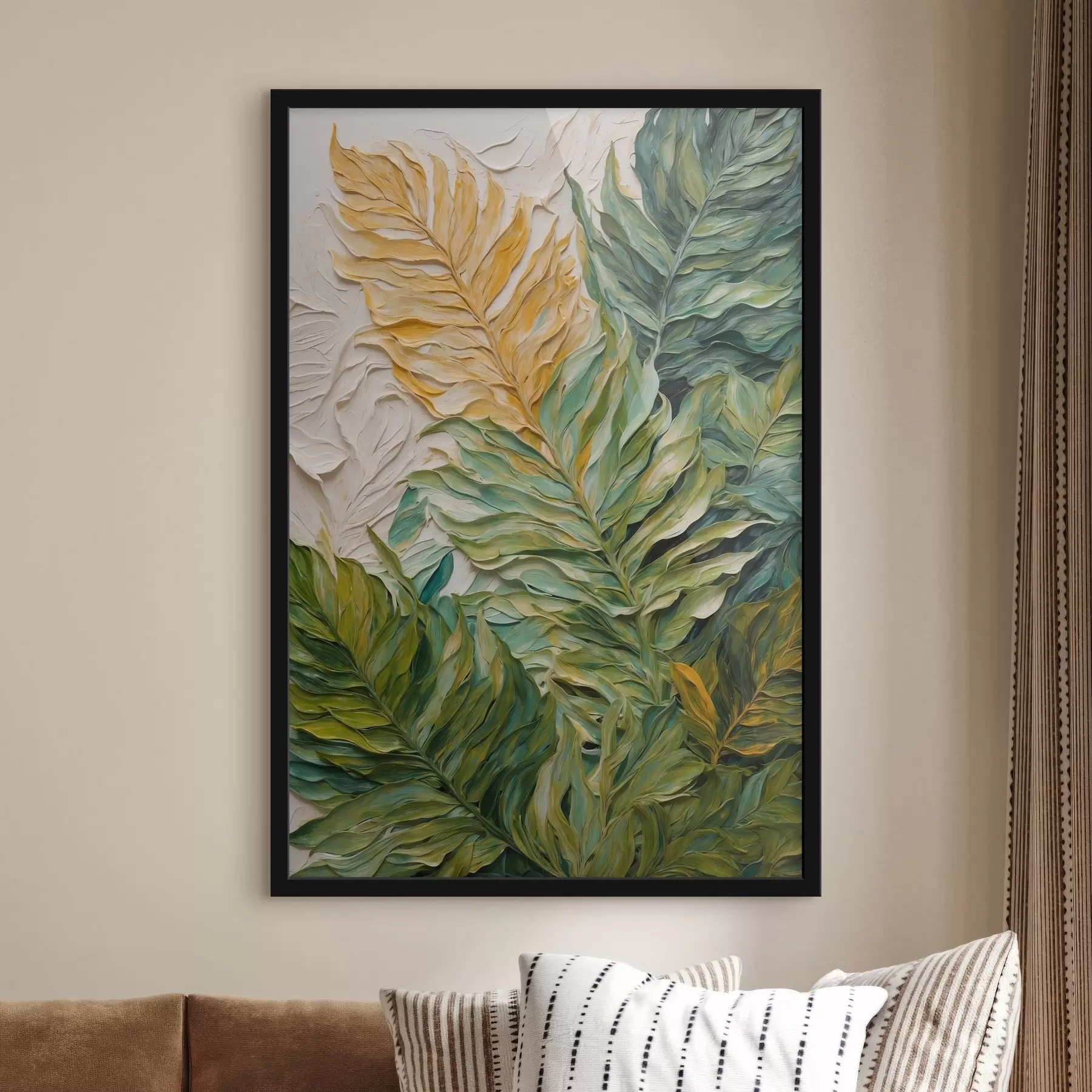 fototapet Frunze tropicale în stilul picturii în ulei f44088