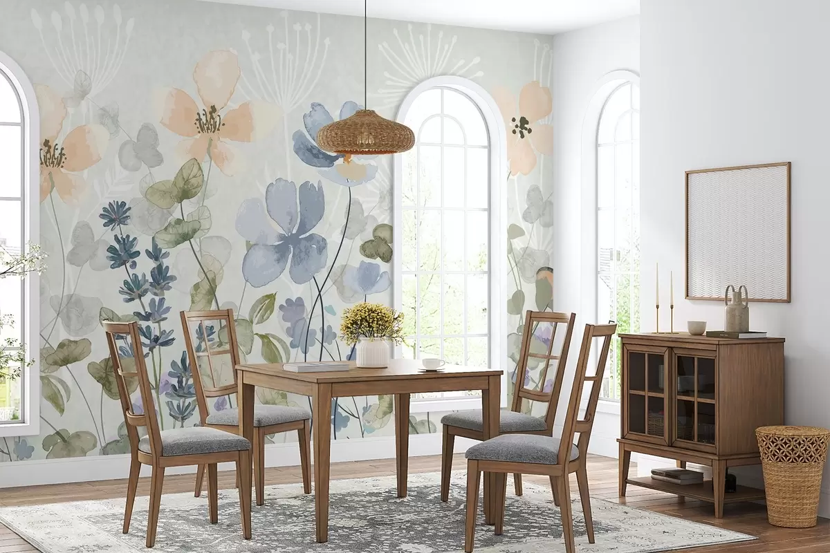 fototapet Flori și plante în stil acuarelă w03716