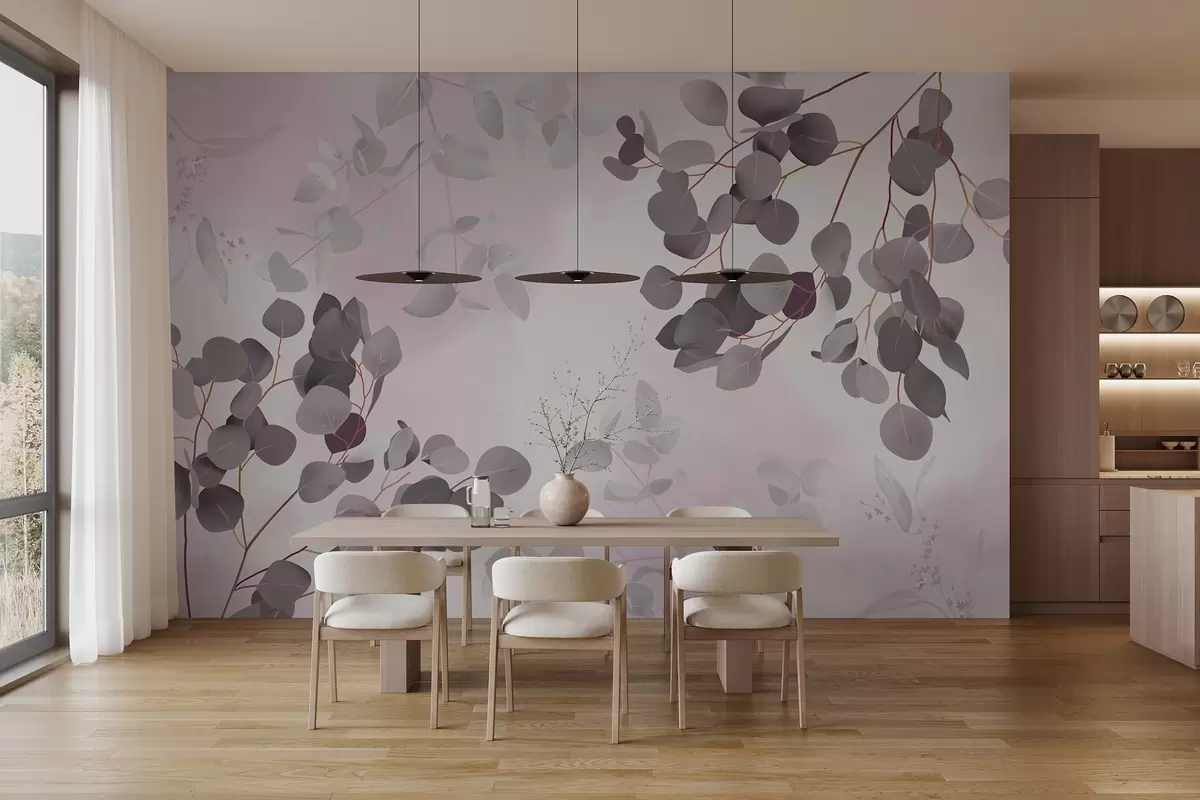 fototapet Ramuri cu frunze în tonuri roz w03719v1