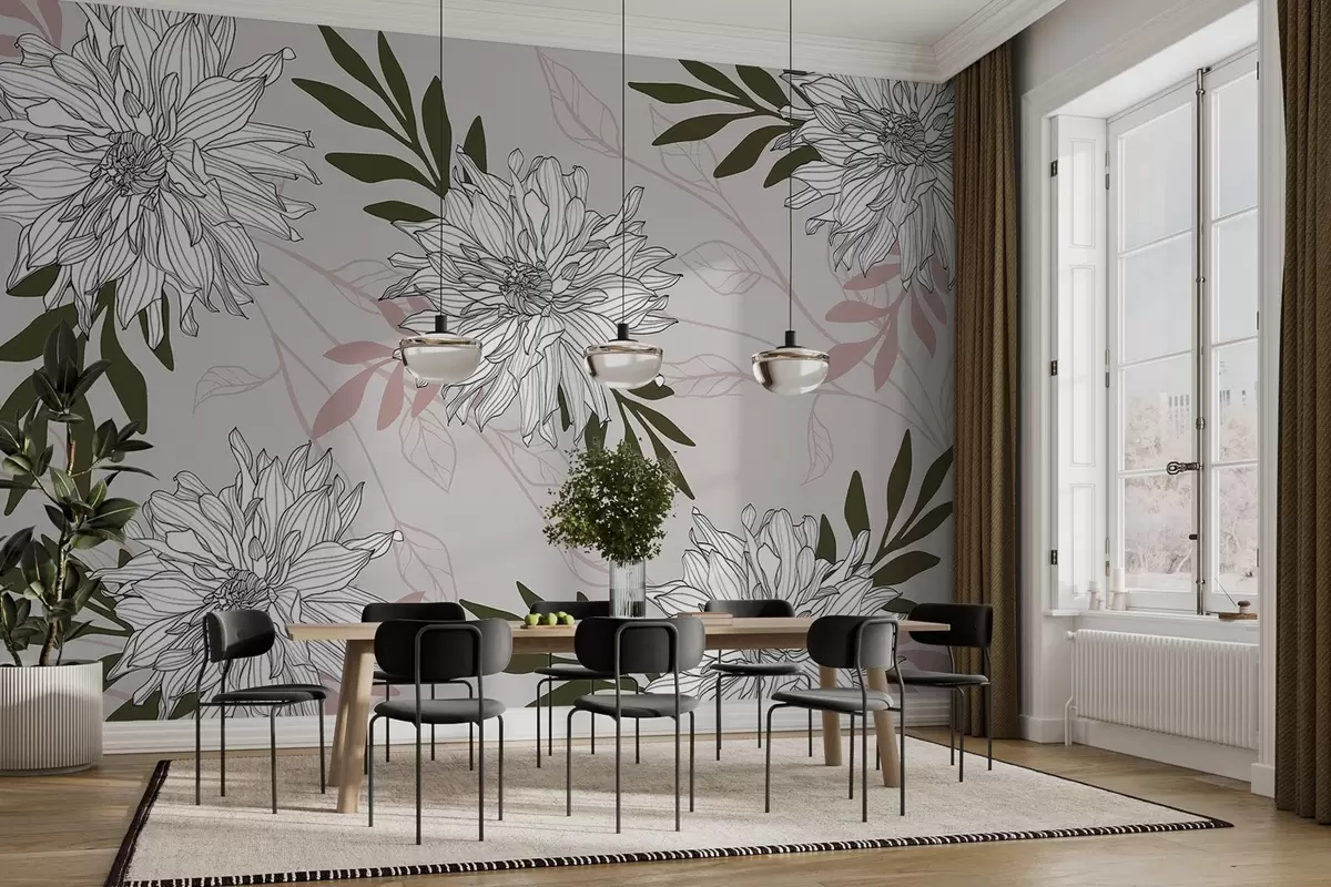 fototapet Flori și frunze w03859