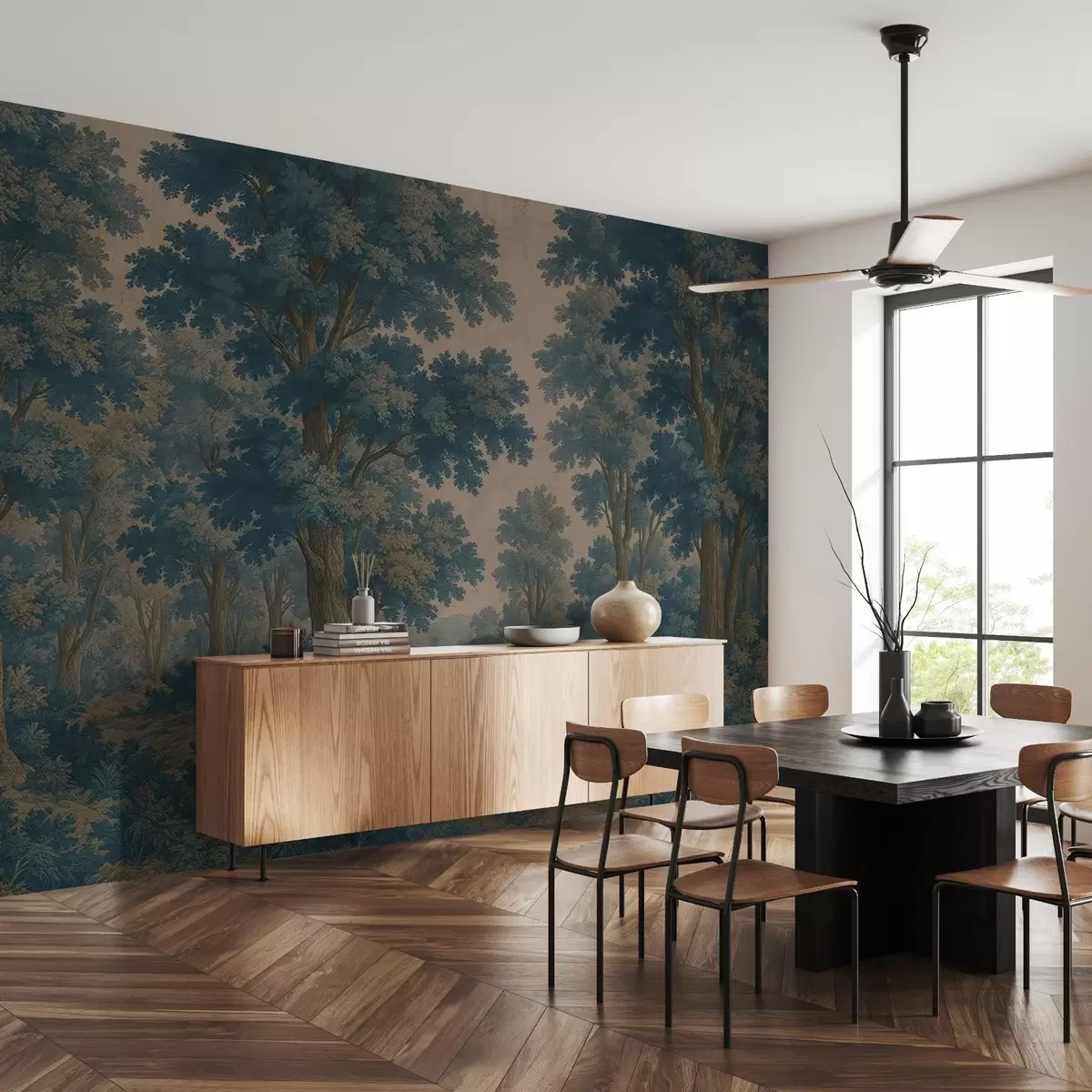 fototapet Imagine modernă a unei păduri în stil grunge w03822