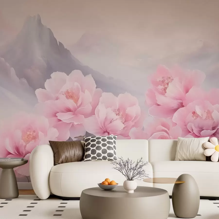 fototapet Trandafiri pe fundalul munților w03852