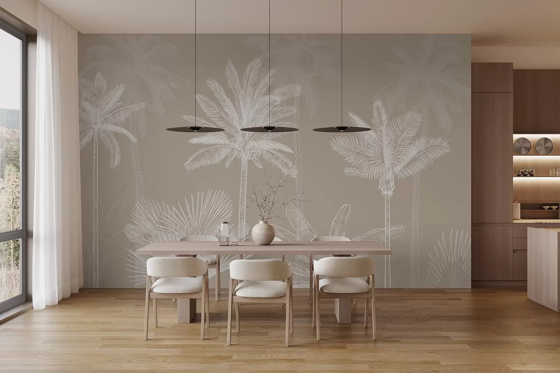 fototapet Palmieri albi w03831