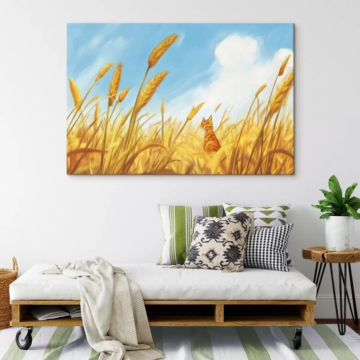 Tablouri Pisică în câmp cu spice de grâu s44211