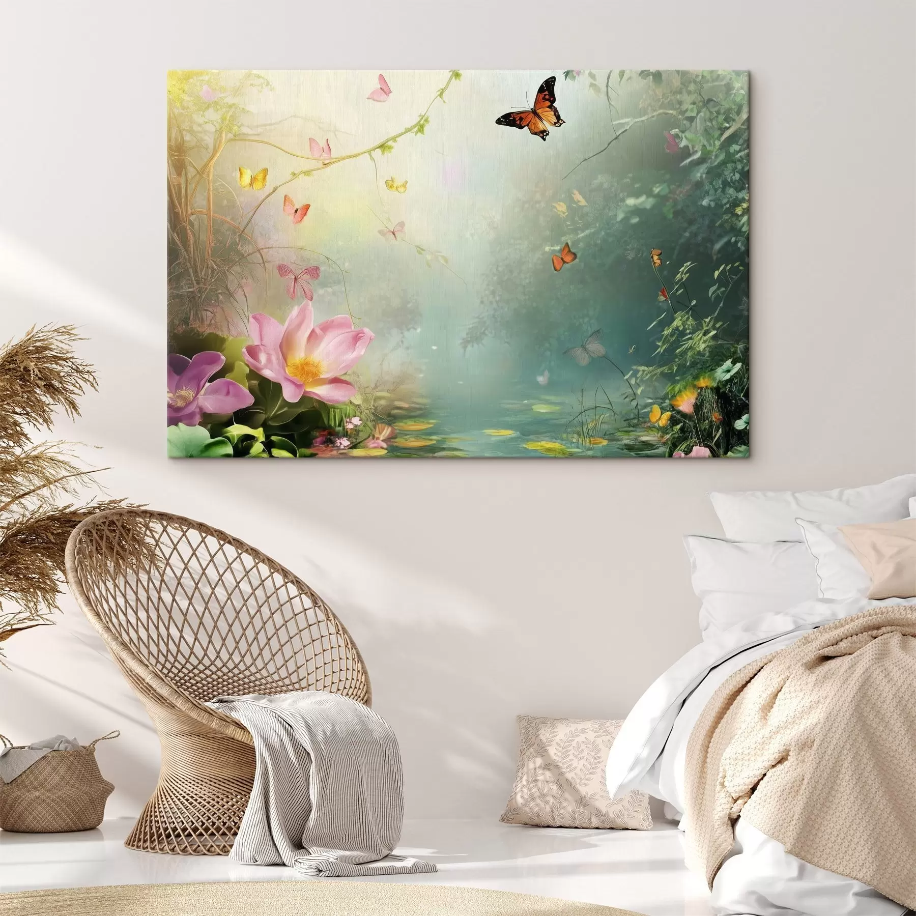 Tablouri Lac în pădure sub copaci s44216