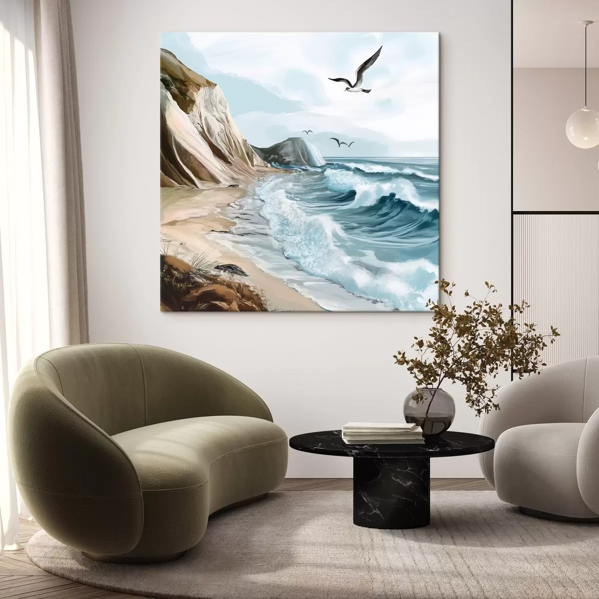 Tablouri Plajă nisipoasă și păsări s44222