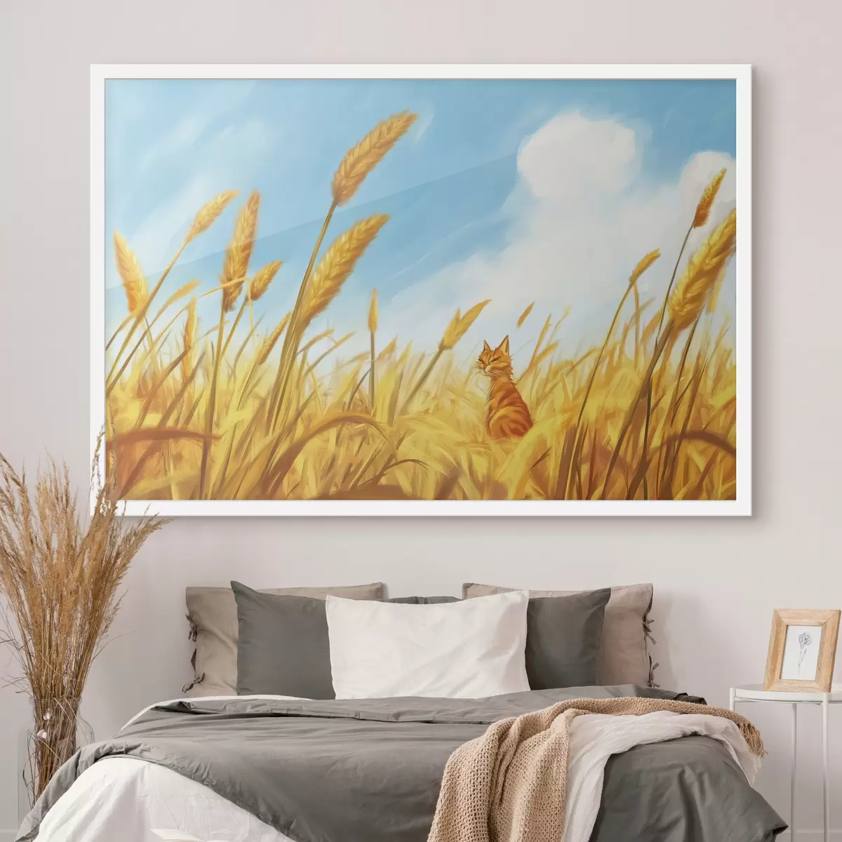 Poster Pisică în câmp cu spice de grâu f44211